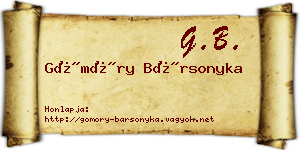 Gömöry Bársonyka névjegykártya